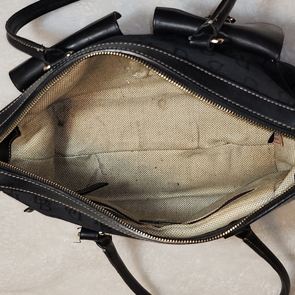 Dooney & Bourke Y2K  Black Legacy Signature Logo Canvas Leather Hobo/ Handbag - Picture 12 of 16
